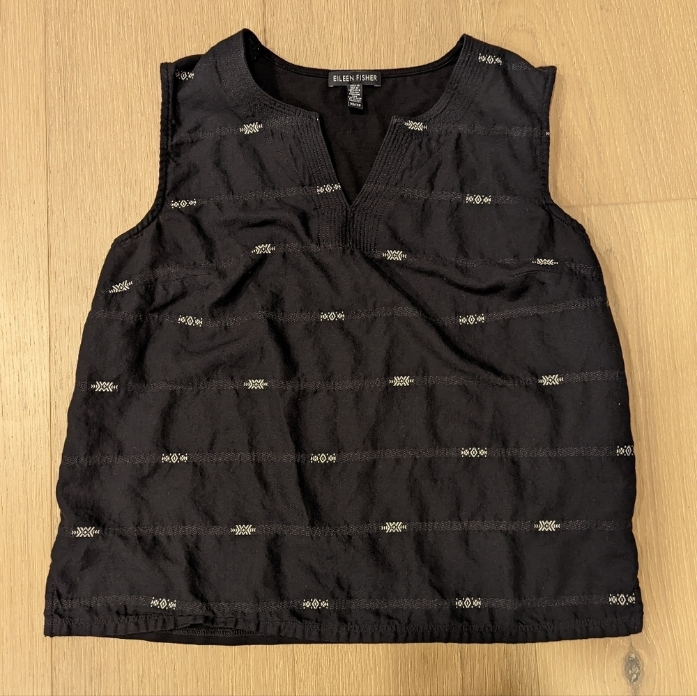 Eileen Fisher Black Boxy Sleeveless Tank